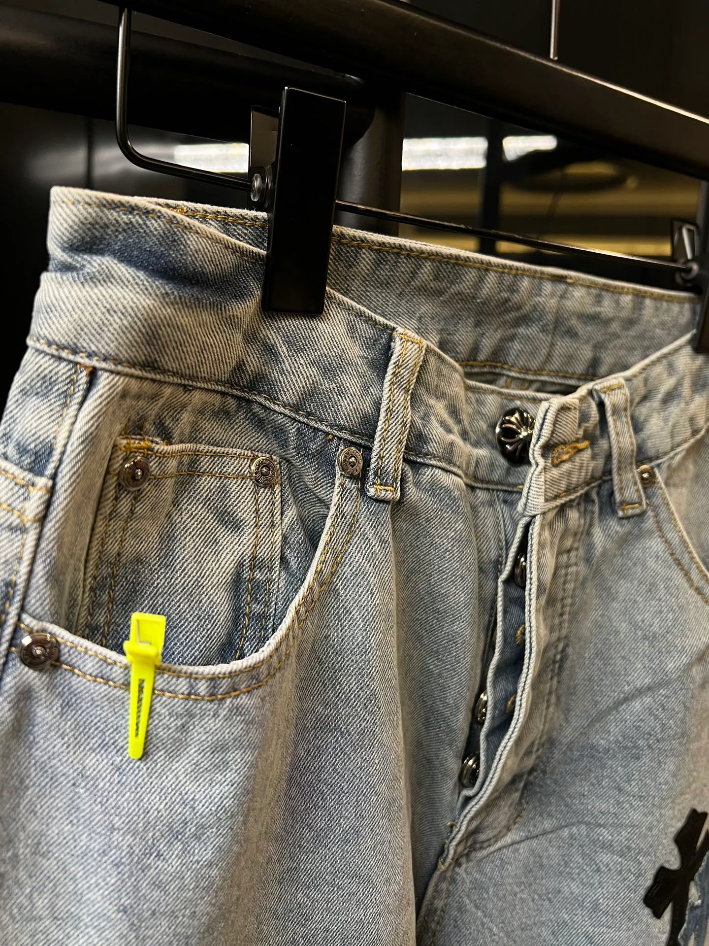 P270 [Special Version] Chrome Hearts/Chrome Heart 25Ss CH Large Cross Limited Blue Ox King Jeans (Blue) Size: 28 30 32 34 36 (corresponding to s-xxl) Detailed sizes can be found in Figure 9